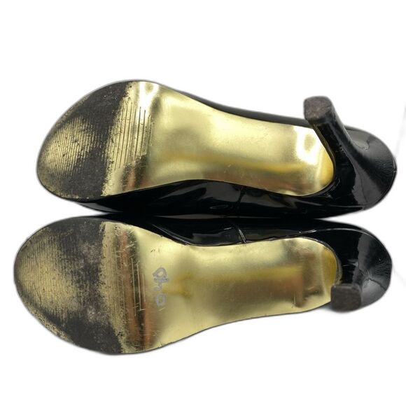 Steve Madden Women's Black Saane Platform Pumps Size 7 Gold Bottoms 4.5" Heel - Picture 5 of 8